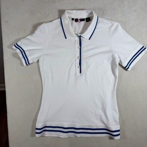 Women’s Bobby Jones Preppy Large White Polo with Blue Trim